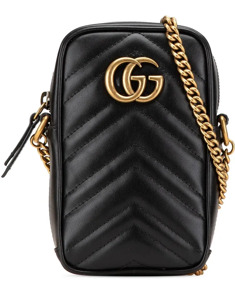 Gucci Hobo Bags Mini GG Marmont Matelasse Leather Crossbody schwarz Schwarz