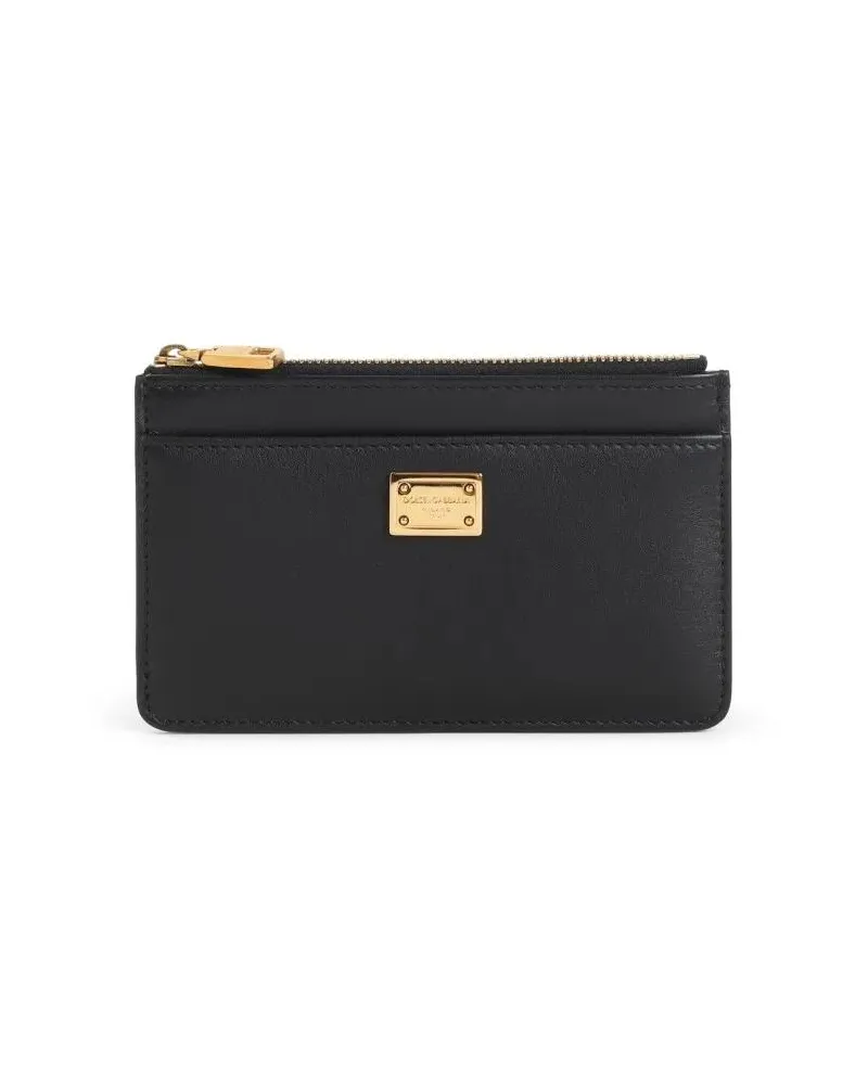 Dolce & Gabbana Portemonnaie Zip-Closure Calf Leather Wallet With Gold-Tone Har schwarz Schwarz