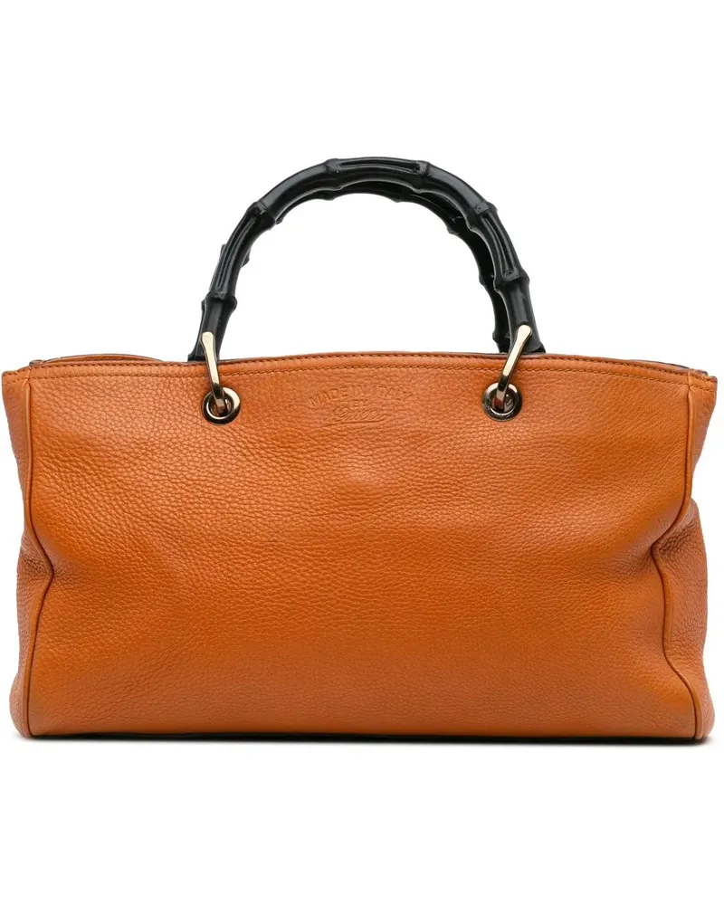 Gucci Hobo Bags Medium Calfskin Bamboo Shopper Satchel orange Orange