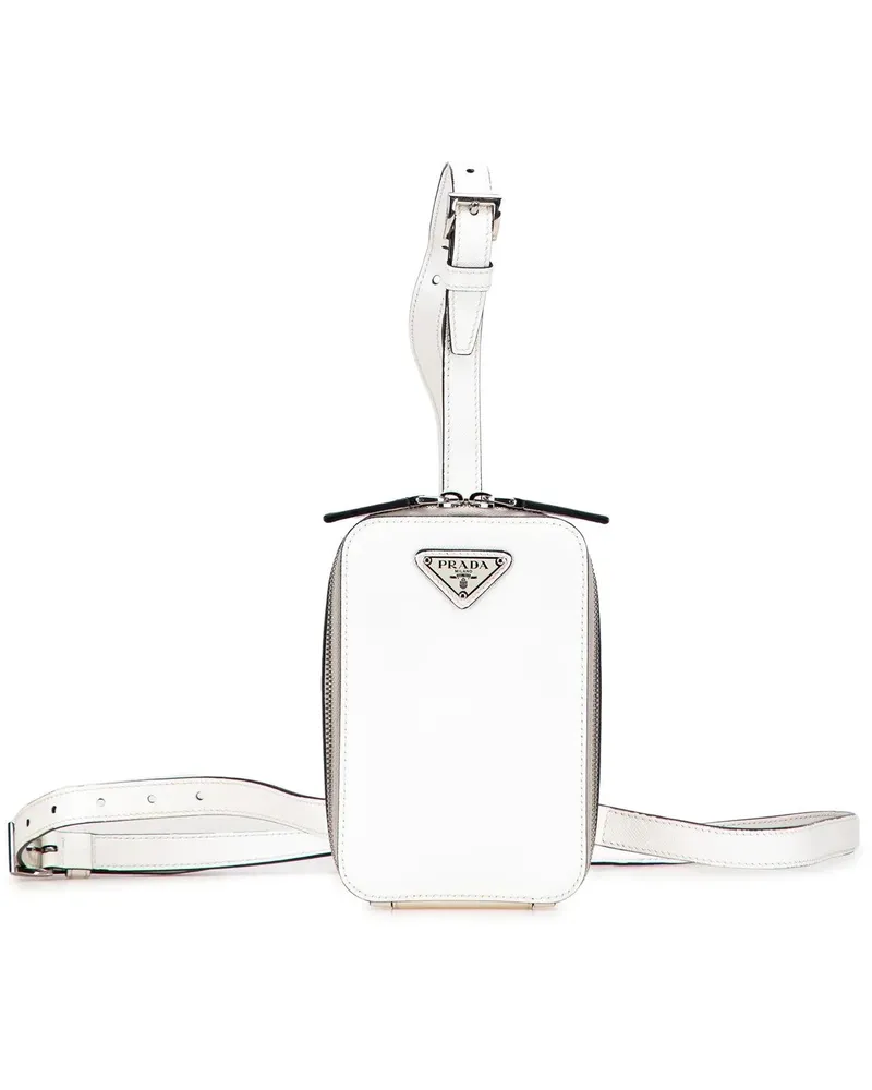 Prada Hobo Bags Saffiano Harness Crossbody Pouch weiß Weiß