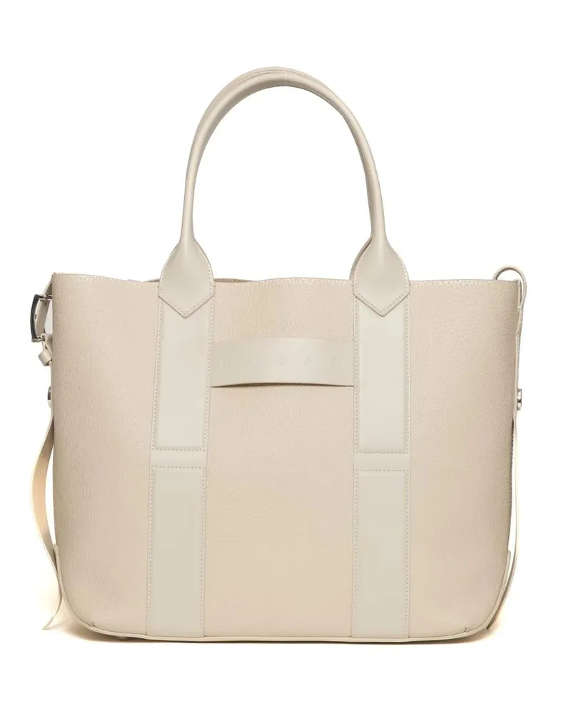 Hogan Hobo Bags Structured Hammered Leather Shoulder Bag With Remo beige Beige