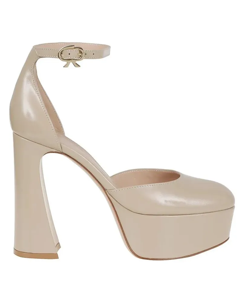 Gianvito Rossi Sandalen Leather Sandal With Iconic Ribbon Buckle beige Beige