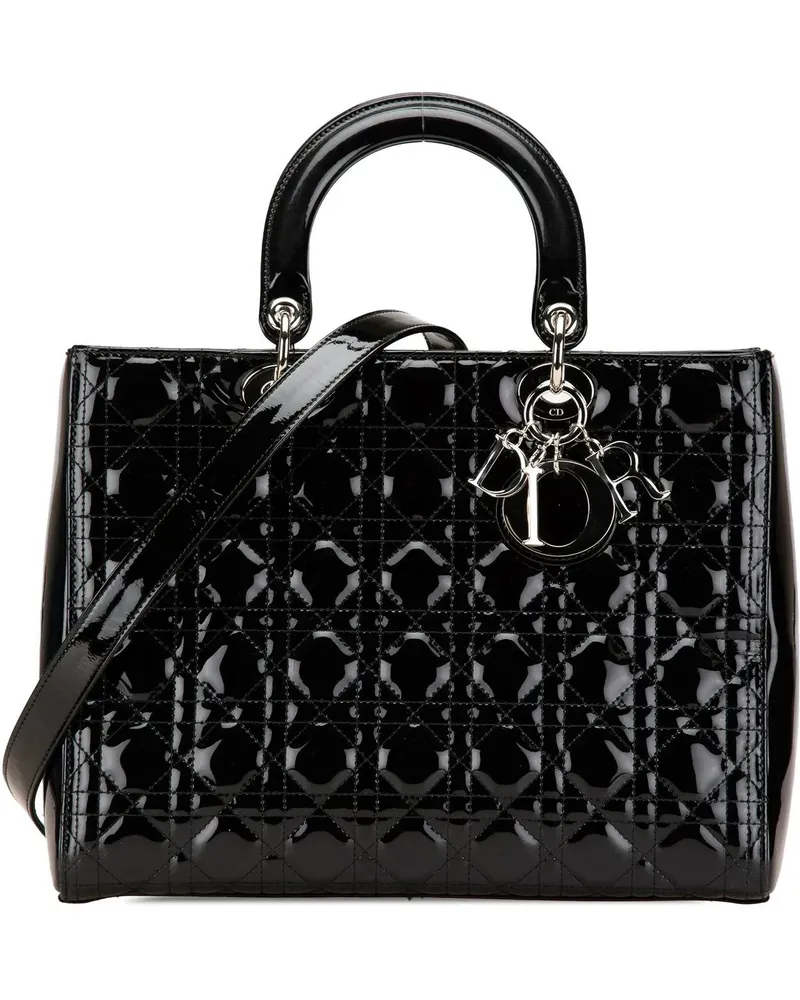 Dior Hobo Bags 2017 Large Patent Cannage Lady Dior schwarz Schwarz