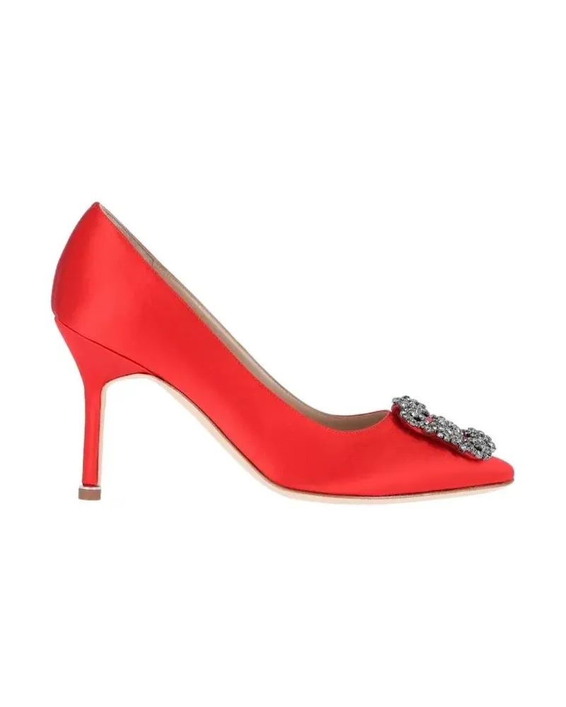 Manolo Blahnik Hohe Schuhe Hangisi Satin Pumps rot Rot