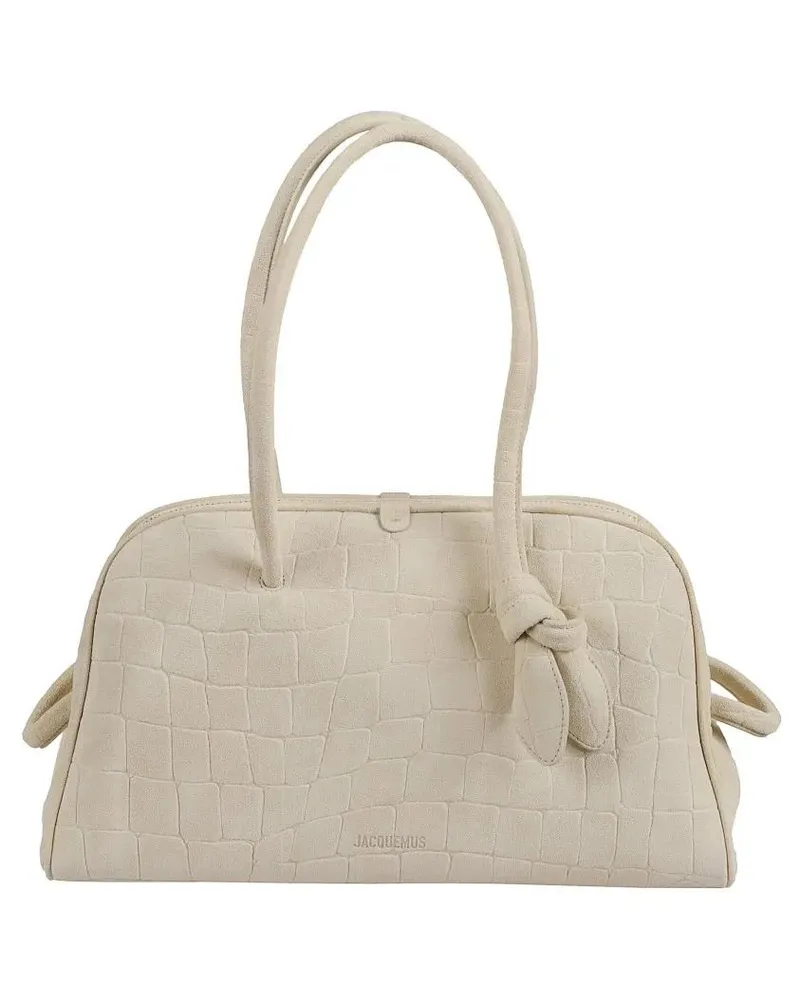 Jacquemus Hobo Bags Crocodile-Effect Suede Le Turismo Bag With Knotted beige Beige