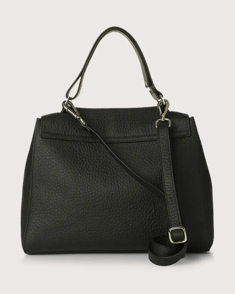 Orciani Hobo Bags Medium Textured Leather Shoulder Bag schwarz Schwarz
