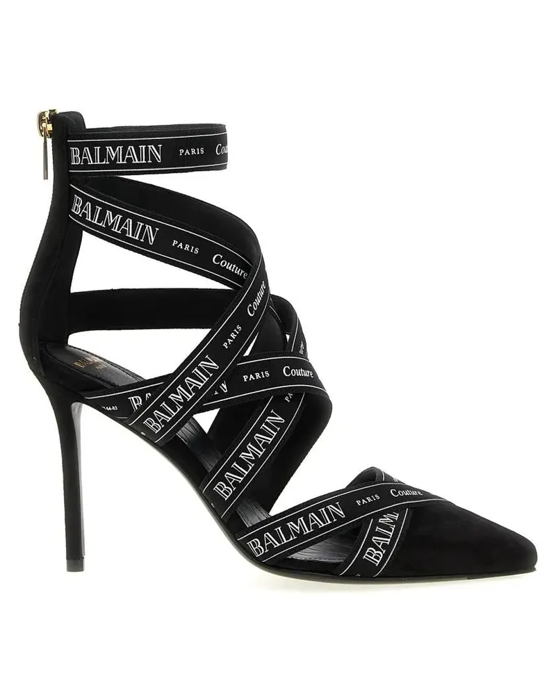 Balmain Hohe Schuhe 'Couture Ribbon-Print' Pumps schwarz Schwarz