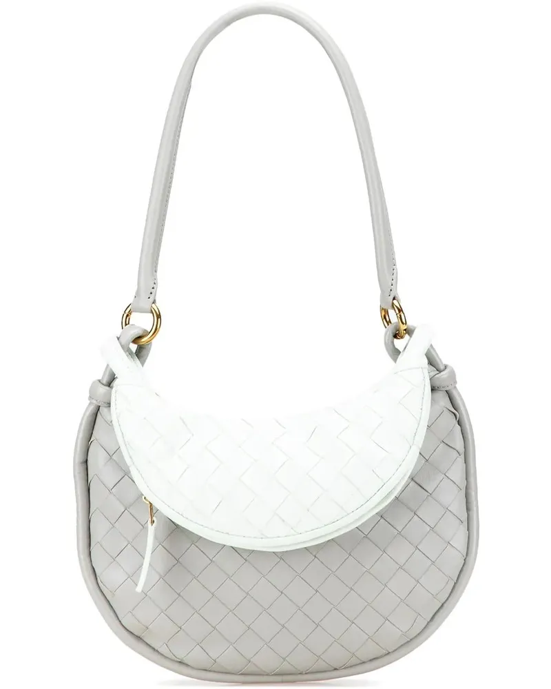 Bottega Veneta Hobo Bags Small Bicolor Lambskin Intrecciato Gemelli Bag grau Grau
