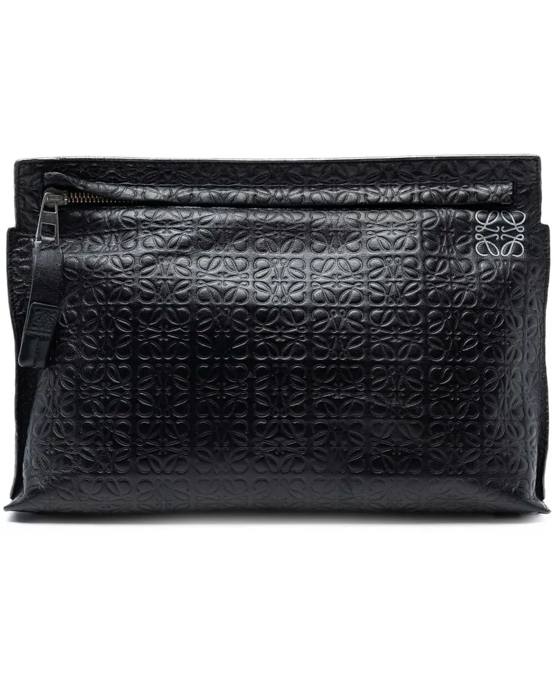Loewe Clutches Embossed Leather Anagram Repeat T Clutch schwarz Schwarz