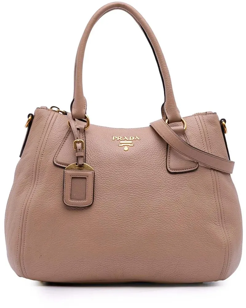 Prada Hobo Bags Vitello Daino Sacca 2 Manici Convertible Tote braun Braun