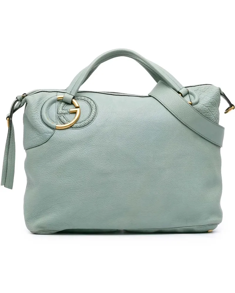 Gucci Hobo Bags Leather Twill Satchel blau Blau