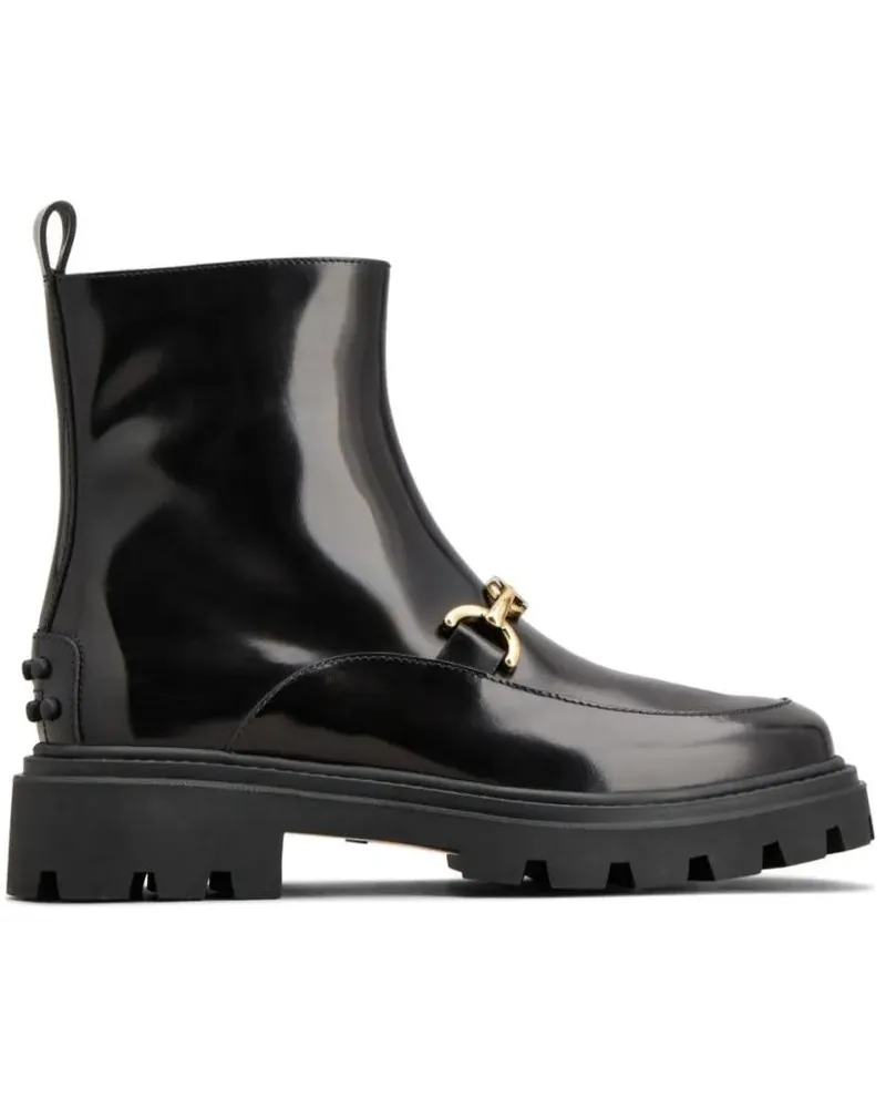 TOD'S Stiefel Glossy Black Ankle Boots schwarz Schwarz