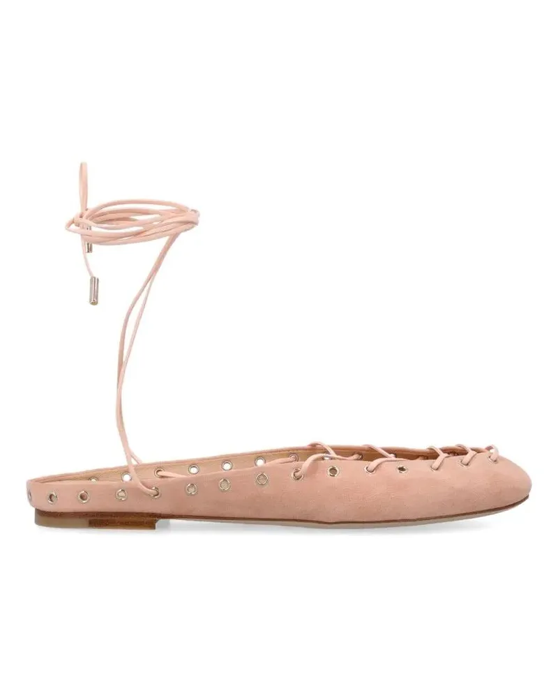 Chloé Peachy Pink Ghillies Ballerinas With Corset-Inspir pink Rosa