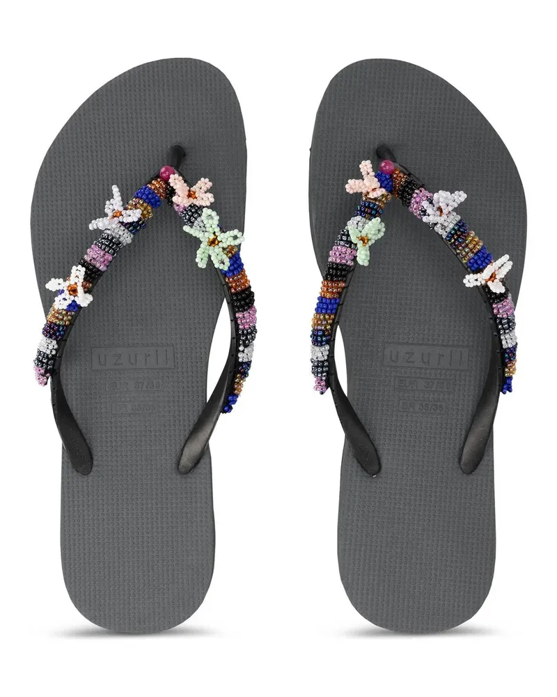 uzurii Slipper & Pantoletten Zehentrenner Las Dalias Blue silberfarben Silber