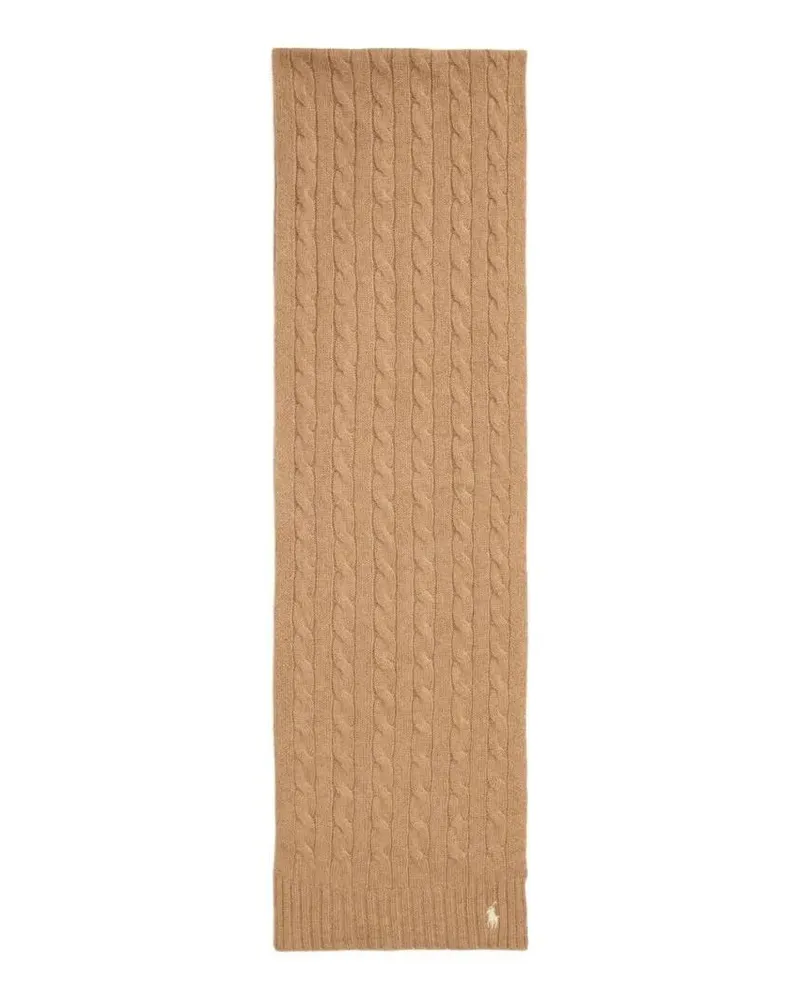 Ralph Lauren Tücher & Schals Cable-Knit Camel Scarf With Ribbed Edges braun Braun