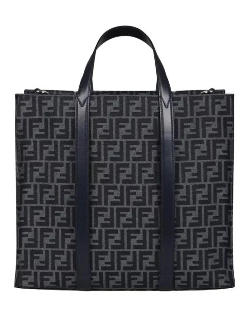 Fendi Tote Ff Jacquard Fabric Bag Schwarz