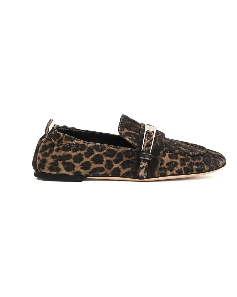 Attilio Giusti Leombruni Calf Leather Loafer With Leopard Print And Decorat braun Braun