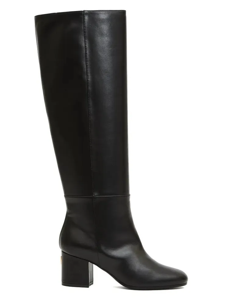 Via Roma 15 Stiefel Knee-High Black Leather Boot With 70Mm Block Heel schwarz Schwarz