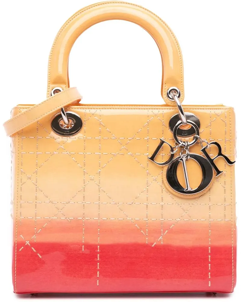 Dior Hobo Bags Medium Ombre Patent Cannage Lady Dior orange Orange