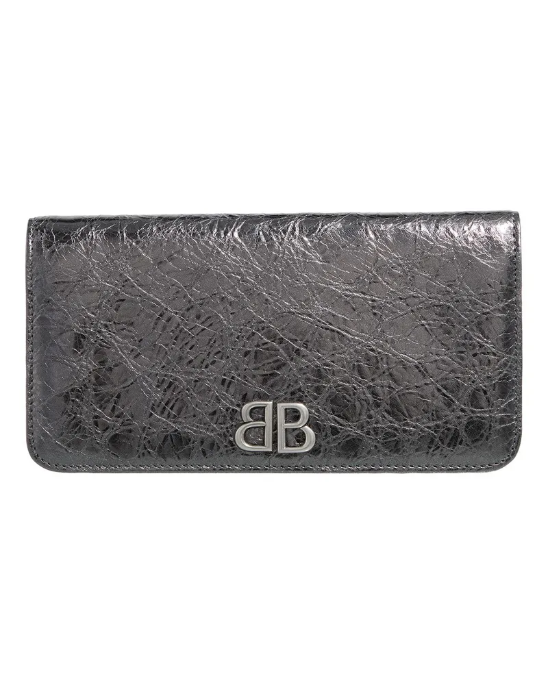 Balenciaga Portemonnaies Logo Plaque Metallic Bifold Wallet grau Grau