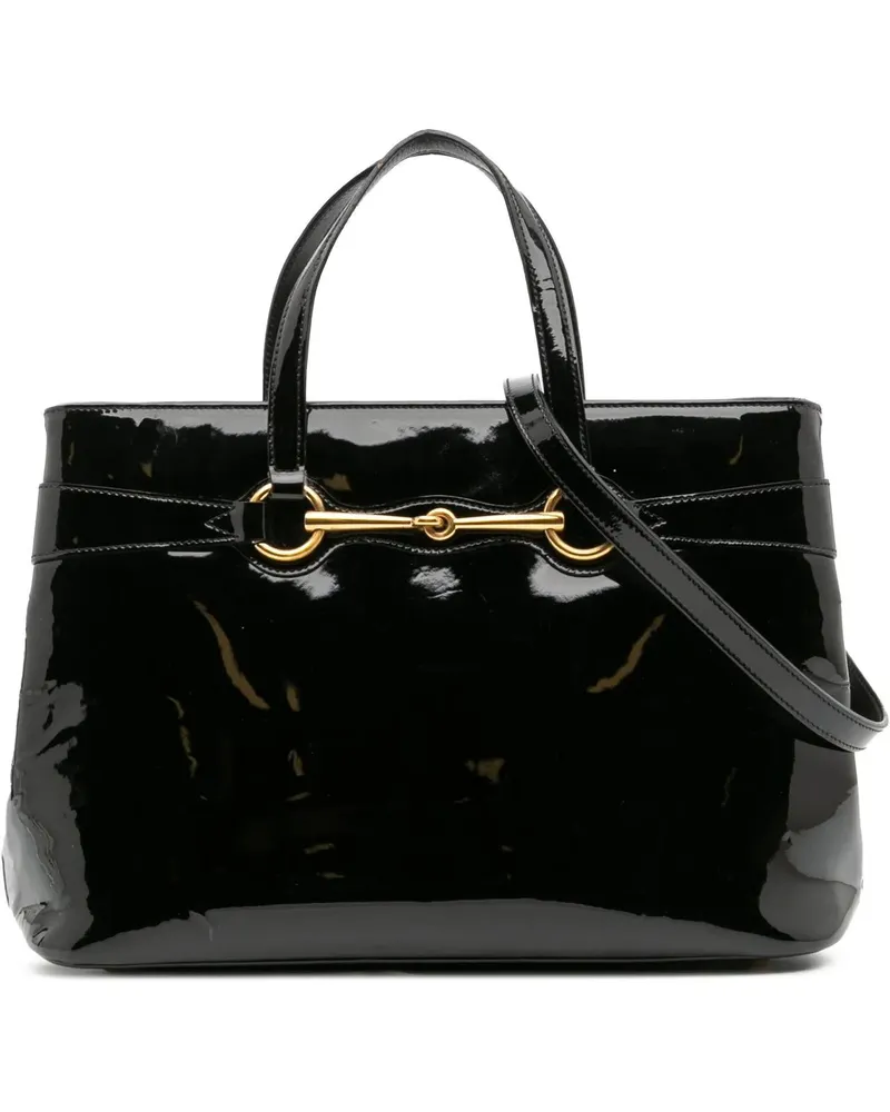 Gucci Hobo Bags Patent Bright Bit Satchel schwarz Schwarz