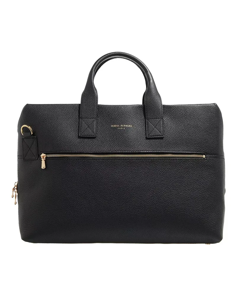 Isabel Bernard Aktentaschen Honoré Anique black calfskin leather handbag with schwarz Schwarz