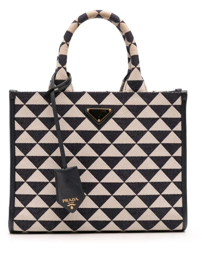Prada Hobo Bags Small Canvas Symbole Triangolo Satchel blau Blau