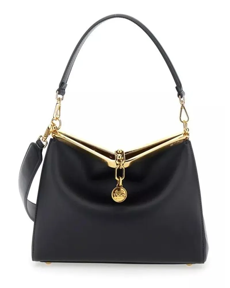 Etro Shopper Medium Vela' Black Shoulder Bag Schwarz