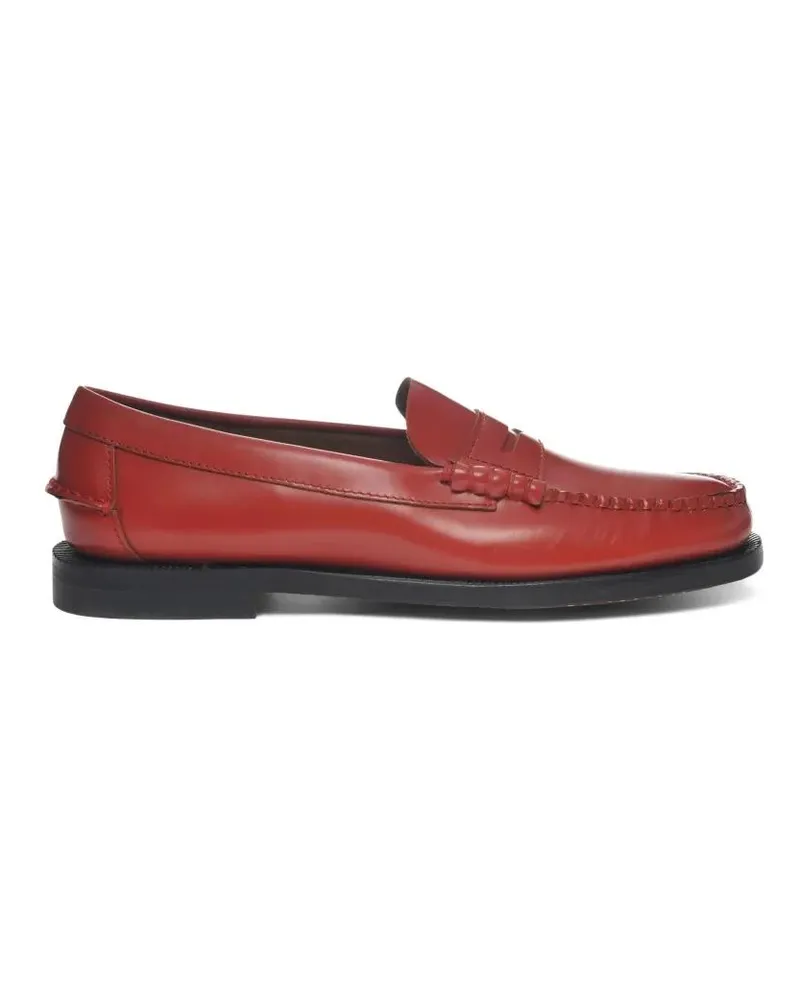 Sebago Classic Red Leather Slip-On Flat Shoes rot Rot