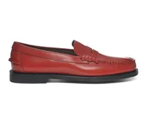 Classic Red Leather Slip-On Flat Shoes rot