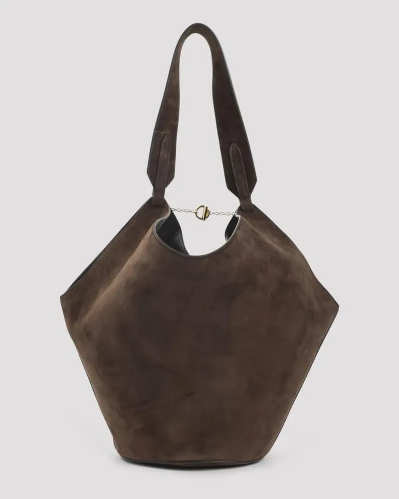 KHAITE Shopper & Totes Lotus Small Dark Brown Calf Skin Tote Bag schwarz Schwarz