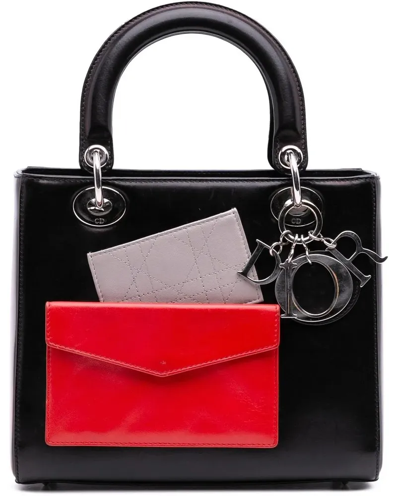 Dior Hobo Bags Medium Calfskin Pockets Lady Dior schwarz Schwarz