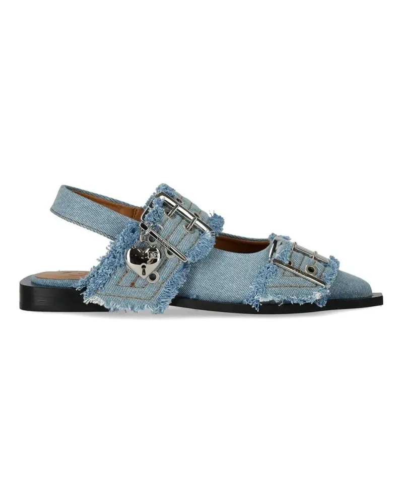 Ganni Hohe Schuhe Dames Chunky Buckle Ballerina Blauw blau Blau