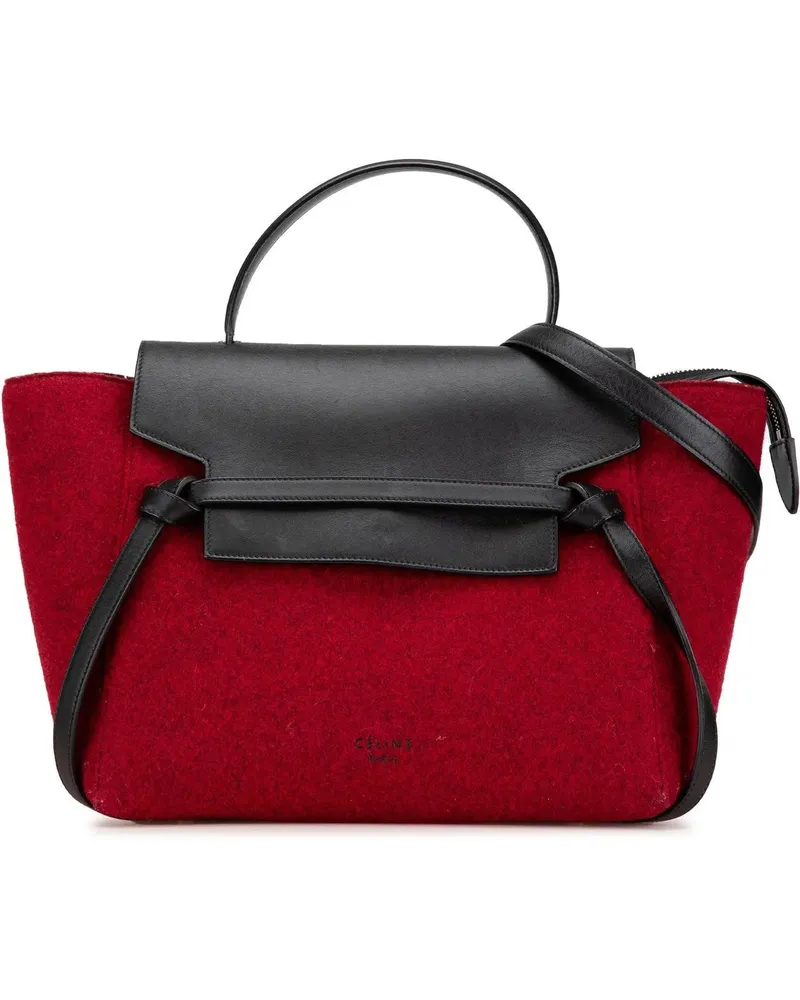 Celine Hobo Bags 2016 Mini Felt and Calfskin Belt Satchel rot Rot