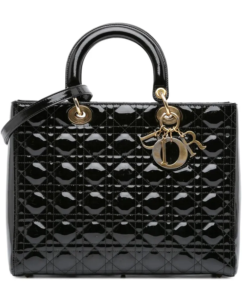 Dior Hobo Bags Large Patent Cannage Lady Dior schwarz Schwarz