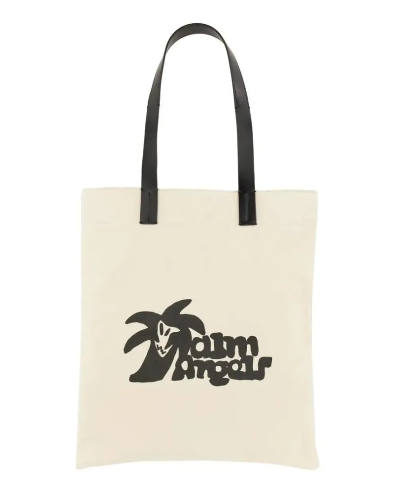 Palm Angels Shopper & Totes Cotton Canvas Shopping Bag weiß Weiß