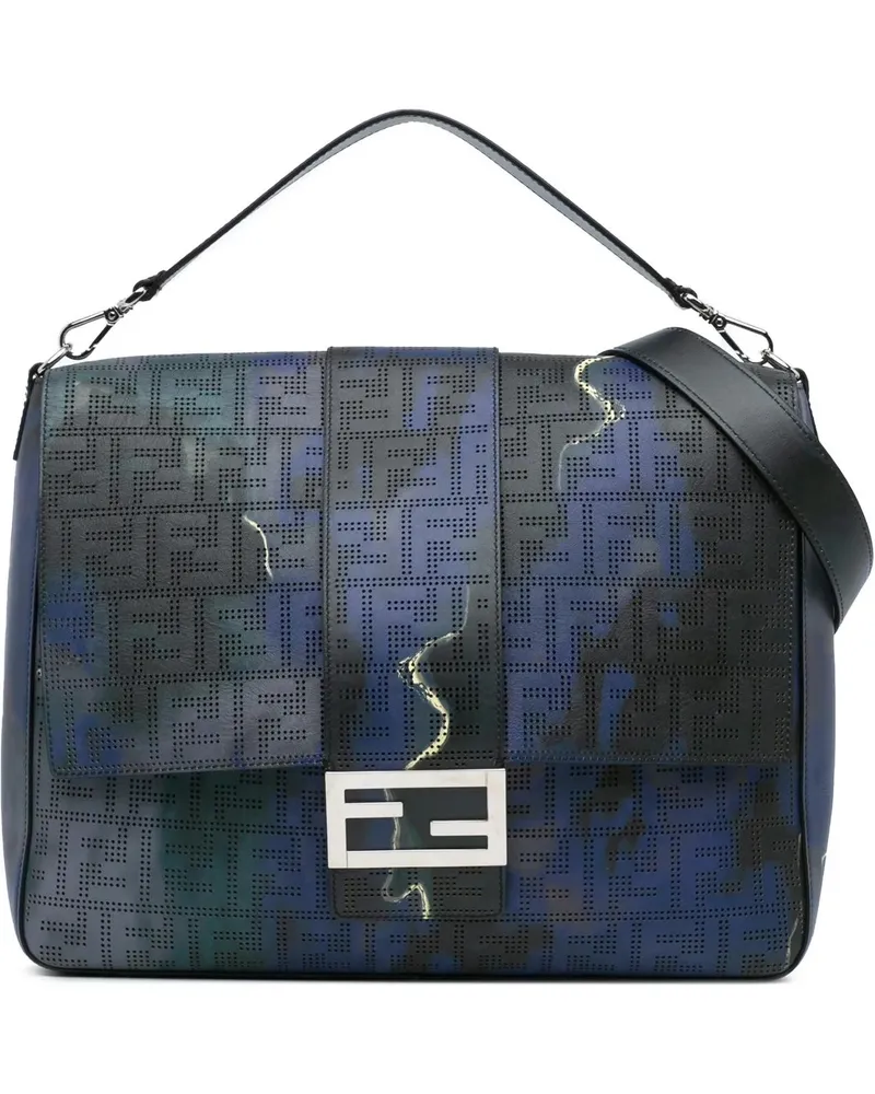 Fendi Hobo Bags 2010-2024 Large Zucca Perforated Leather Baguette blau Blau
