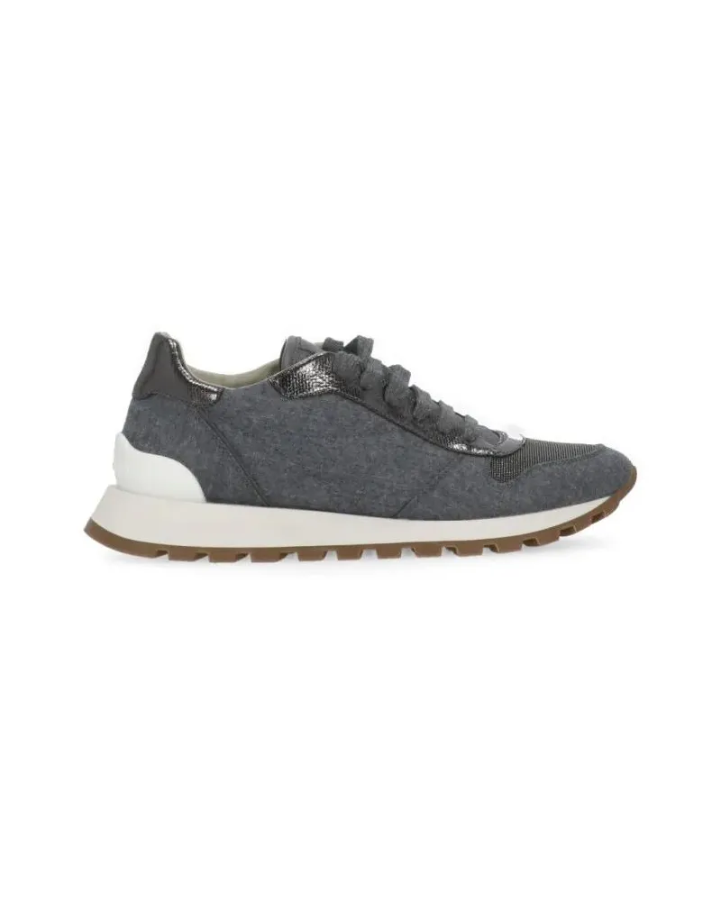 Brunello Cucinelli Low-Top Sneaker Precious Toe Sneakers grau Grau