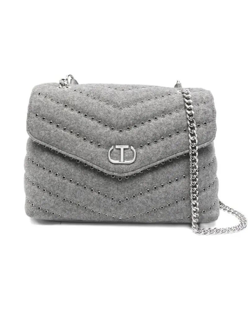 Twin-Set Hobo Bags Medium Quilted Chevron Bag With Metal Eyelet Detai grau Grau