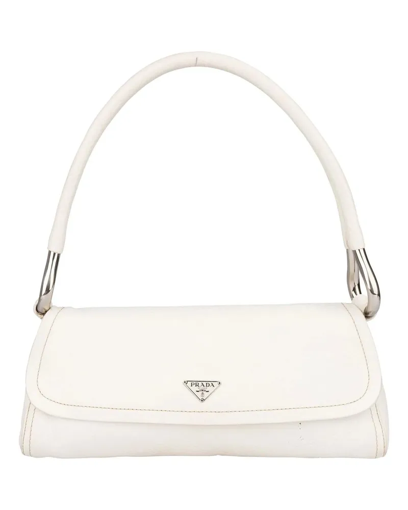 Prada Crossbody Bags  White Premium Leather Triangle Shoulder Bag weiß Weiß