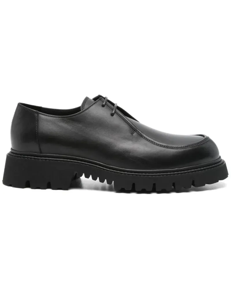 Doucal´s Black Leather Derby Shoes schwarz Schwarz