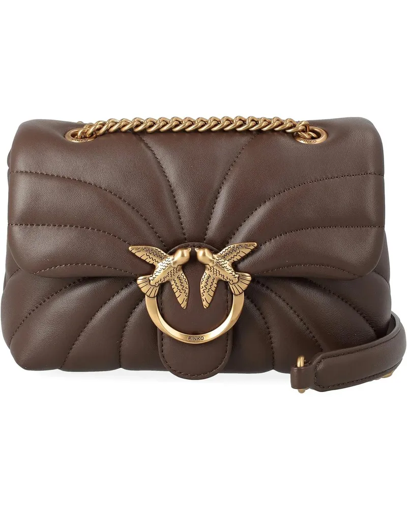 Pinko Crossbody Bags Love Puff Mini Cl Marrone Castano-Antique Gold bunt Bunt