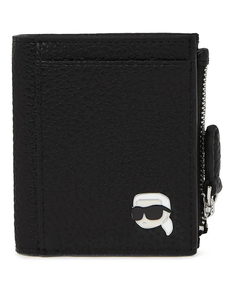 Karl Lagerfeld Portemonnaie Ikon Pebble Kleines Faltportemonnaie schwarz Schwarz
