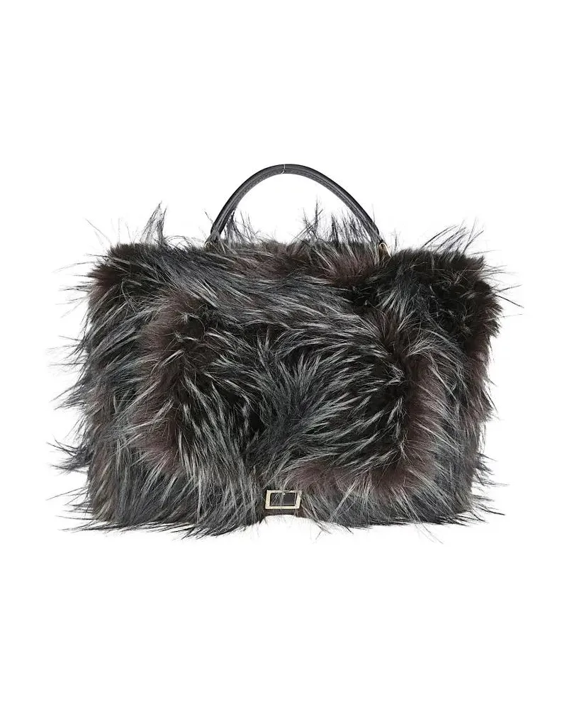 Sacai Crossbody Bags Faux Fur Muff Handbag grau Grau