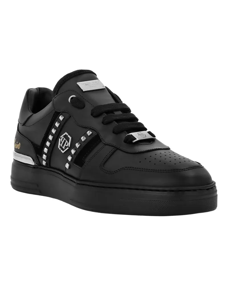 Philipp Plein Low-Top Sneaker Lo-Top Turnschuhe Mit Nietenverzierungen schwarz Schwarz