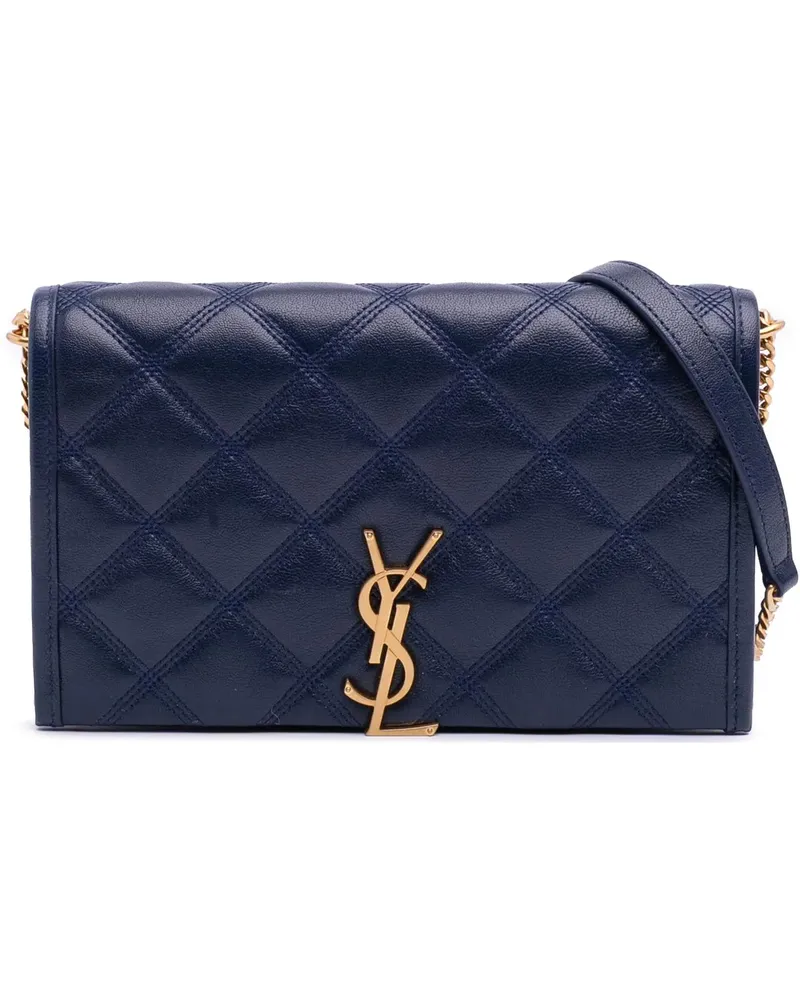 Saint Laurent Hobo Bags Quilted Diamond Lambskin Becky Wallet on Chain blau Blau