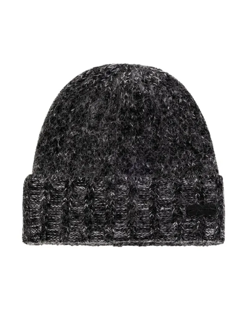 Saint Laurent Caps & Mützen Logo Brushed Wool-Blend Beanie grau Grau