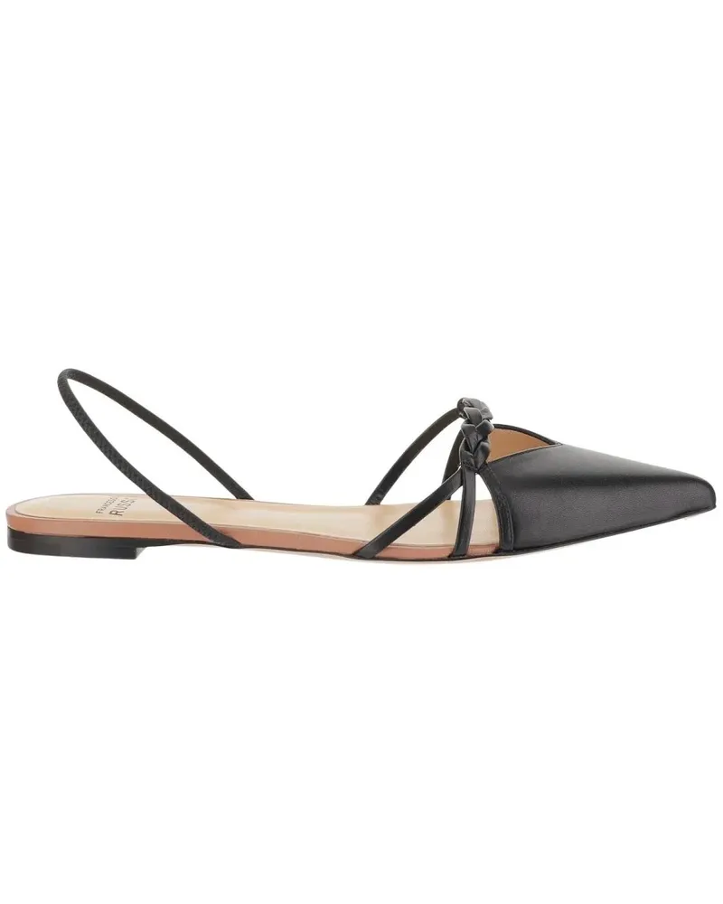 Francesco Russo Sandalen Flat Leather Pumps schwarz Schwarz