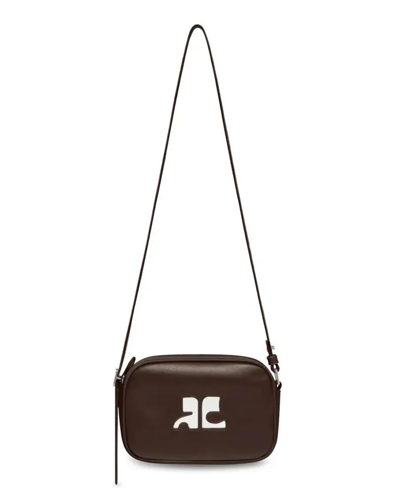 Courrèges Hobo Bags Structured Brown Calf Leather Camera Bag With Deta braun Braun