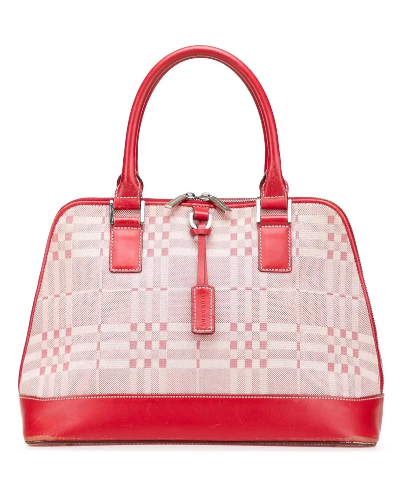 Burberry Crossbody Bags Leather Trimmed Tonal Check Canvas Dome Handbag rot Rot